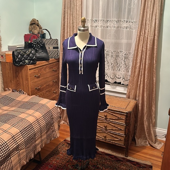 🌺SOLD🌺 NWT PINK QUEEN NAVY DRESS SUZE L - Picture 2 of 8